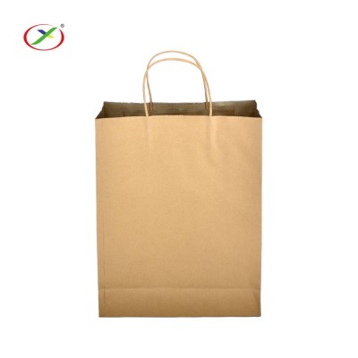 2020 Customized Printed Design Logo Natural Kraft Paper Shopping Bag With Handles