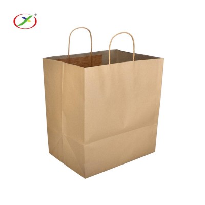 Custom Recyclable 100% Biodegradable Kraft Paper Food Bag With Flat Handle